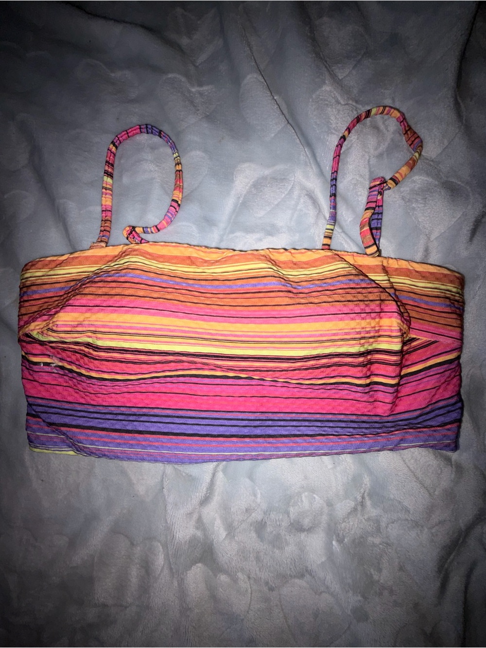 Rip Curl Girls' Striped Bandeau Swim Top - Pink Orange Yellow Purple